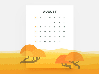 Calendar of August interface