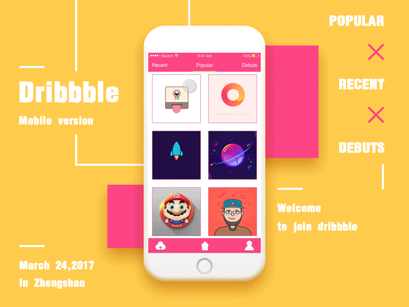 Dribbble mobile version