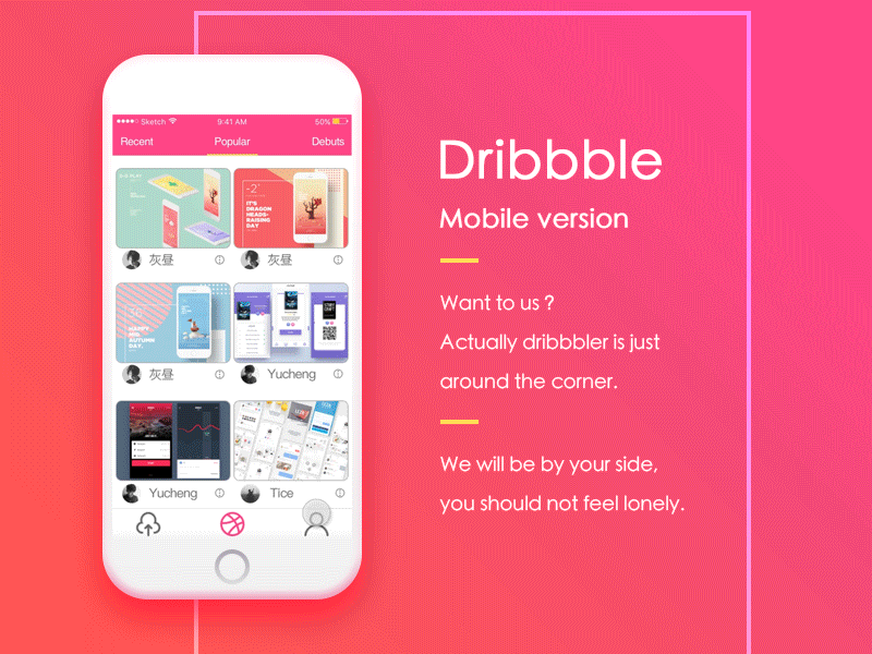 Dribbble mobile version update ~ dribbble