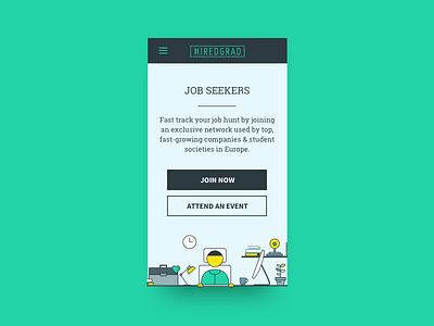 Section Landing Page: Job Seekers hiring illustration jobs landing page mobile recruitment responsive section students ui ux