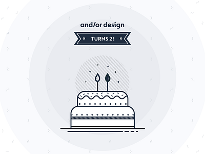 We've turned 2! anniversary birthday black and white cake celebration company design duality illustration