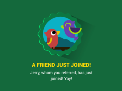 Illustration: Friend just joined! friend illustration join notification points refer referral share signup ui ux