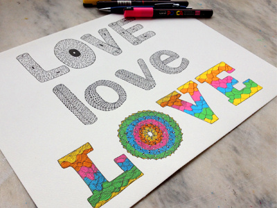 Love is all you need love pattern rainbow texture typography
