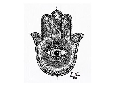 Hamsa by Luna Portnoi art artwork black hamsa illustration texture white