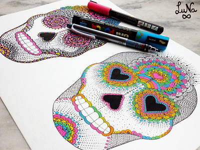 Illustration "Moon Skull" WIP argentina colors detail drawing illustration luna pattern skull texture