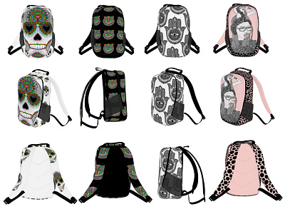 Backpack designs for Skyou argentina art backpack colors design drawing fan illustration luna pattern texture
