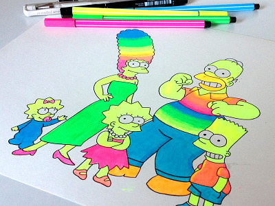 Coloring done! Simpsons fan art :) art colors fan art illustration luna portnoi paint process rainbow simpsons wip