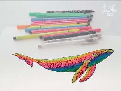 The whale of my dreams. animal argentina artist colors illustration luna portnoi ocean process rainbow whale wip