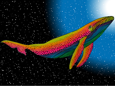 The rainbow whale of my dreams animal argentina artist colors illustration luna portnoi ocean process rainbow whale wip