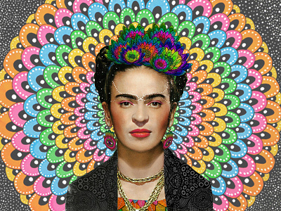 Frida Kahlo by Luna Portnoi / Happy October! argentina art colors frida kahlo illustration luna portnoi paint process rainbow wip