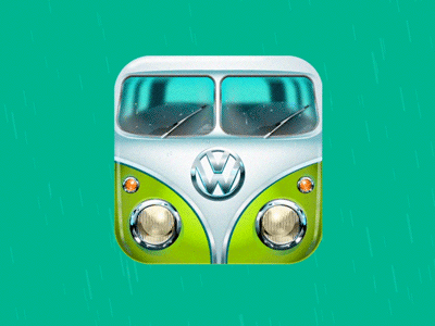 Camper Van Icon animation camper van gif icon illustration rain retro vector volkswagen vw