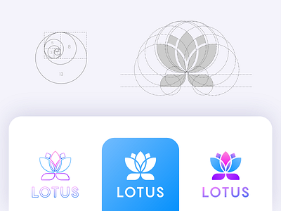 Lotus Logo amazing beautiful best brand colorful creative custom design fantastic flat flower grid illustration logo lotus minimal modern nice outstanding professional