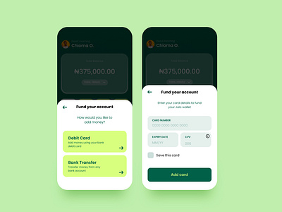 Green Heights - Fund Account bank ui banking fintech fund account green lagos nigeria open bank product design ui ux