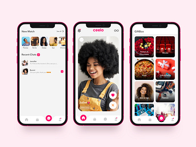 Ceelo - Find Love, Friendship and Share Gifts. branding dating gifting love swipe right ui ux