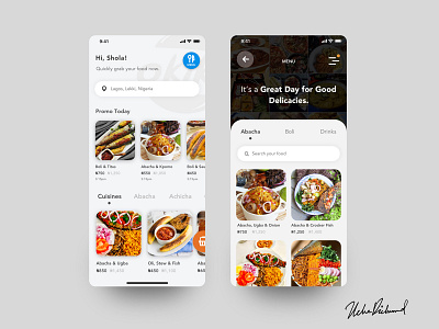 Okike Food App by Uche Richmond app branding food food app food ui lagos ui ux