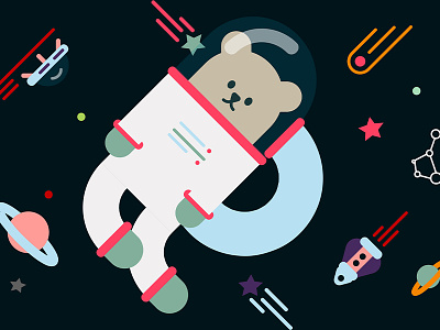 Space teddy bear bear design hanna illustration lisowska space visual