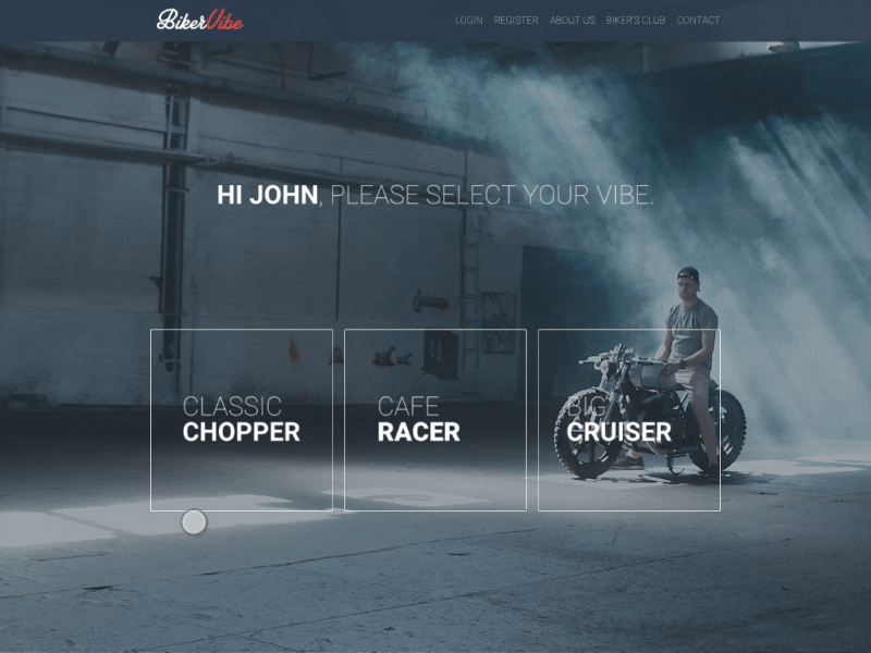 BikersVibe Linear Ui cinemagraph. interaction linear minimal proposal ui web design