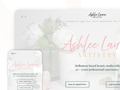 Ashlee Laura Artistry Web Design, UX & UI branding colourpalette design digitaldesign ecommerce icon iconography logo logodesign onlineshop pastel styleguide tones typography ui ux uxdesign webdesign webdesigner