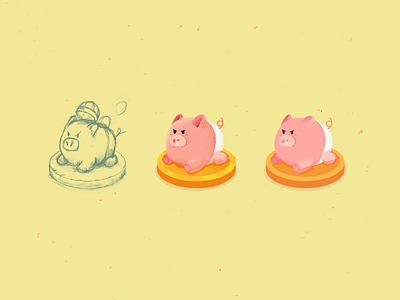 Golden pig🐷 design illustration pig