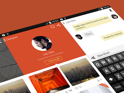 Concept of designer's home page android app flat gui ios red tool