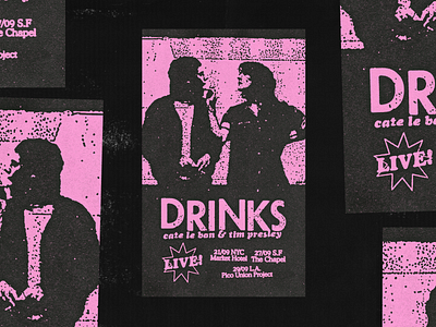 drinks poster black gigposter halftone music photocopy pink poster punk texture tour xerox