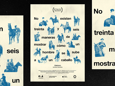 no existen 36 maneras blue caballo collage design film graphic horse movie poster type typographic