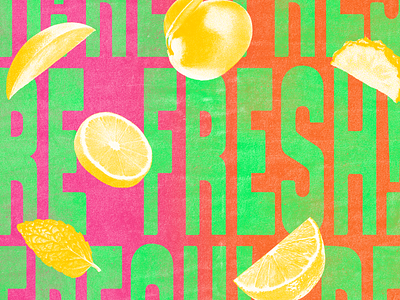 refresh big colorful experimental food fresh fruits green grunge healthy playful summer texture type typography