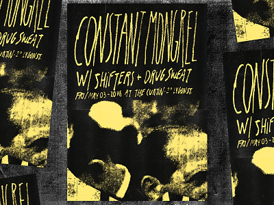 constant mongrel poster black black white collage experimental graphic design grunge halftone handwritten font music music art photocopy poster punk texture xerox yellow