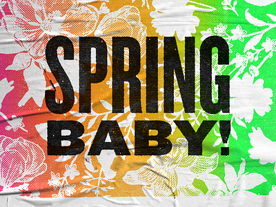 spring is coming black colorfull colors flowers grunge halftone plants print spring texture type