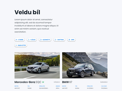 Choose your next car cars choose filters iceland ui web web design website