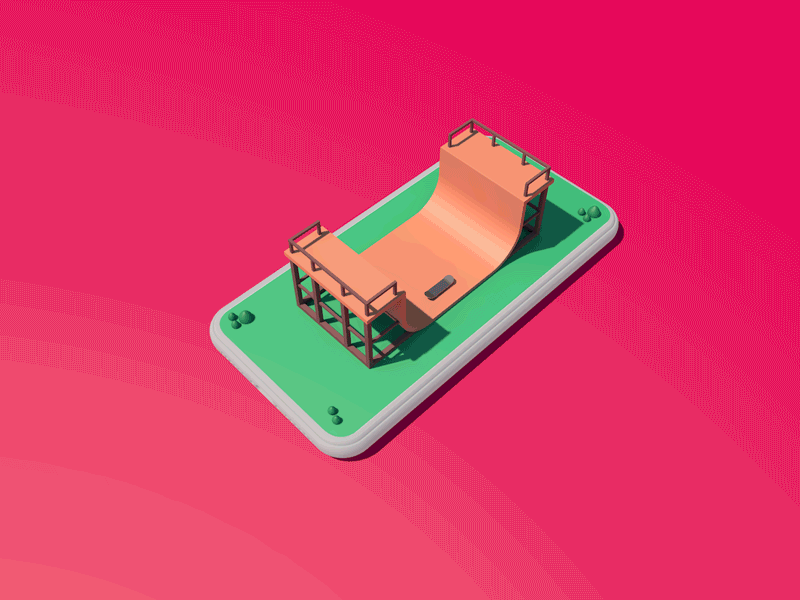 Skate Park / Basketball 2d 3d animation basketball c4d design flat gif isometric art loop lowpoly motion motion design render skate