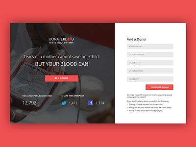 DonateBlood design donate home page landing page nonprofit ui ui design website website design
