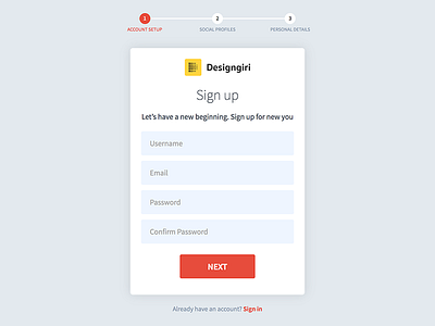 Multi Step Signup Form css designerdada form html jquery multi step progress bar register form signup