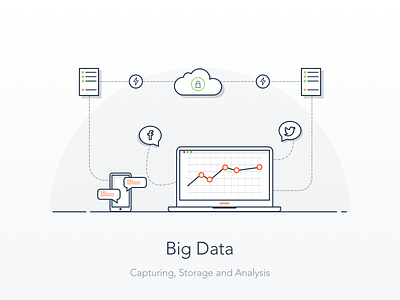 Hero Illustration - Big Data analytics big data designerdada hero section illustration landing page monitor server storage ui