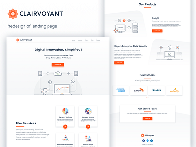 Clairvoyant: Landing Page analytics big data hero section illustration landing page monitor sales website server storage ui web design website