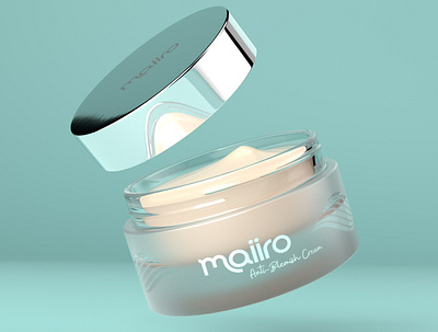 Maiiro Skincare Cream Render anti aging arnold arnold renderer cinema4d cosmetics foil glass jar guernsey packaging packaging design skincare