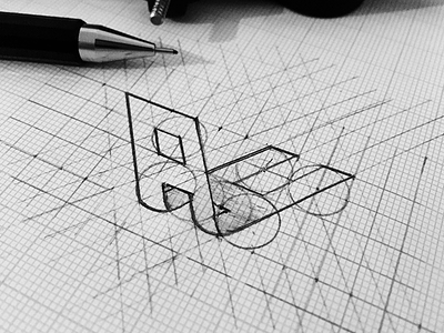 Monogram Sketch grid identity logotype mark monogram pencil personal sketch symbol