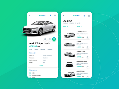 AutoMot Design App app audi automot cars design ui ux