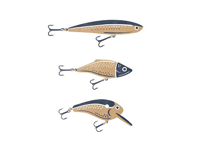 Lures fishing illustration texture twocolor vector