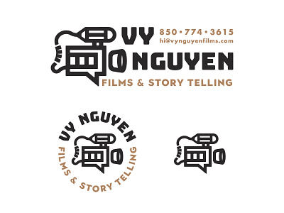 Vy Nguyen Films logo badge bold color film icon lines logo logo 3d logomark mark simple subtle