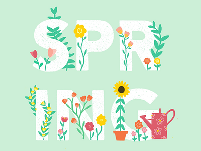 Spring into Gardening design floral flowers graphic design illustration lettering spring zine