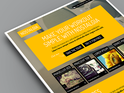 Nostalgia - WordPress Landing Page bold creative impact landing minimalistic portfolio responsive retro template theme vintage yellow