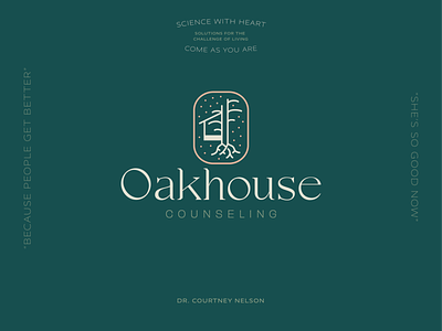 Oakhouse Counseling botanical brand brand design brand identity branding counselor courtney dallas dots feminine lines oak oak tree psychology science