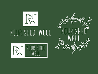 Nourished Well floral flowers handwritten health lines nourished organic total well wellness