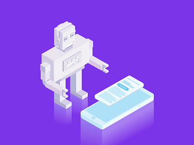 Robot isometric illustration