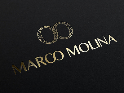 Marco Molina Infinity Jewelry Logo branding diamond elegant geometric gold identity infinity jewelry logo mark