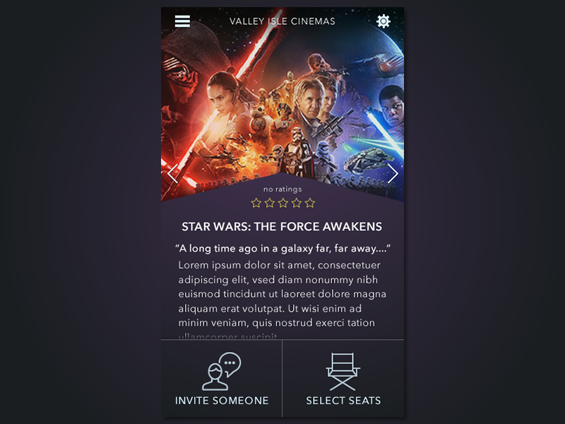 Movie App (WIP) theater starwars fireworks uiux dark app movie