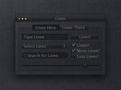 Linen! apple black button checkbox controls fieldset gui linen lion os x search selector slider ui window