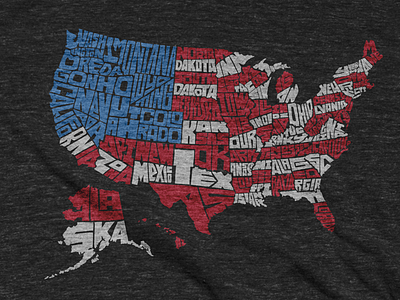 USA Flag Map T-shirt america flag handlettered handlettering lettering map states t shirt tee usa