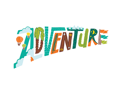 Adventure adventure arrows cactus clouds flags handlettered handlettering lettering moon stars tent waves